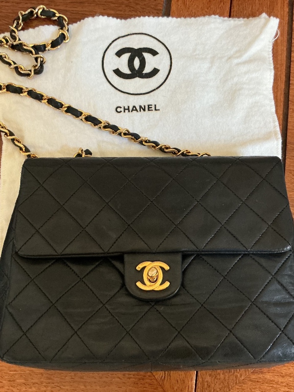 Vintage 1991 Chanel Classic Rectangular Mini Flap Bag With 24k Gold Plating